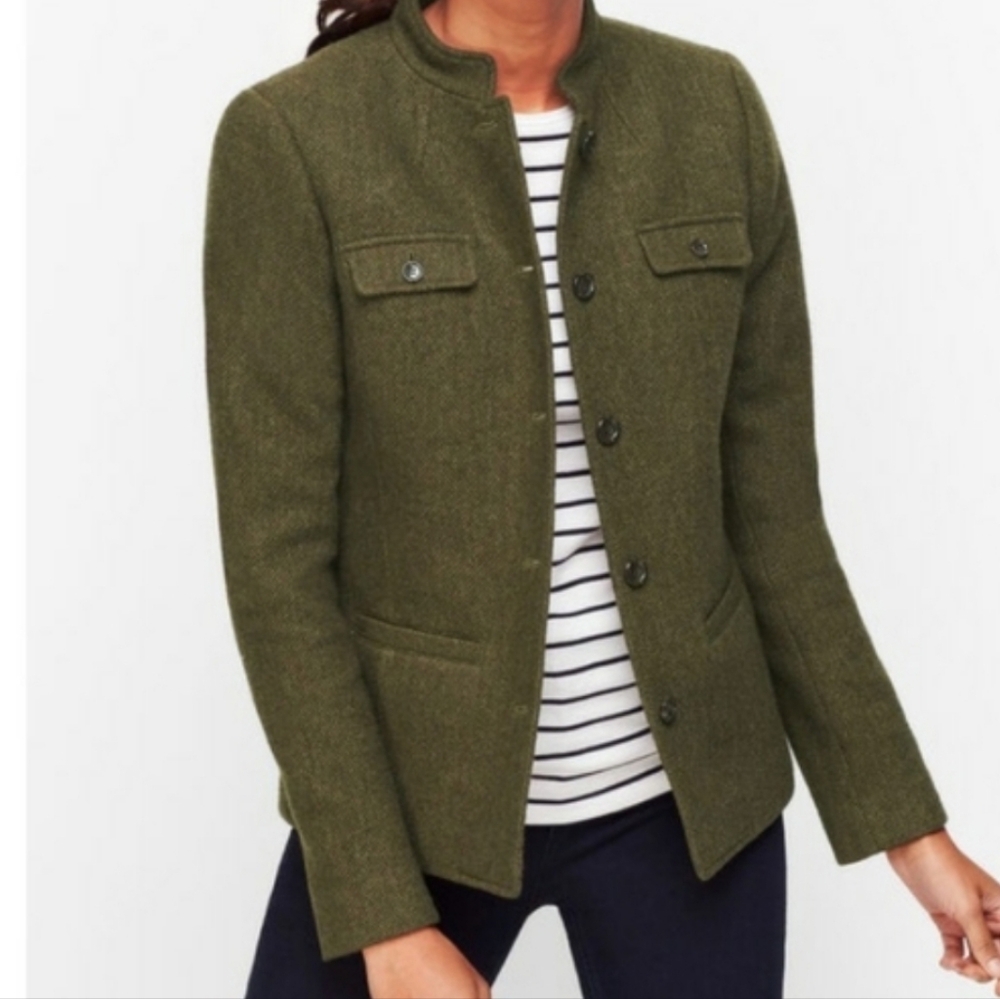 Talbots Olive Mossy Green Wool Viscose Button-Up Blazer 22W - Picture 16 of 16